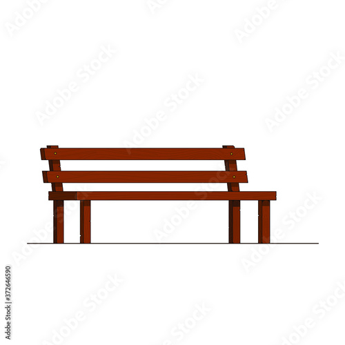 old wooden bench on white, cartoon vector stock illustration