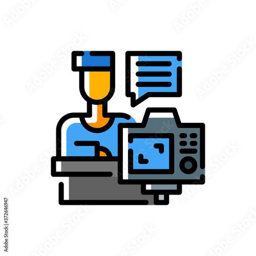 vlog icon in filled line style. vector illustration for graphic design, website, UI isolated on white background. EPS 10