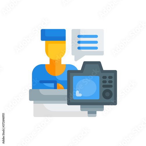 vlog icon in flat style. vector illustration for graphic design, website, UI isolated on white background. EPS 10