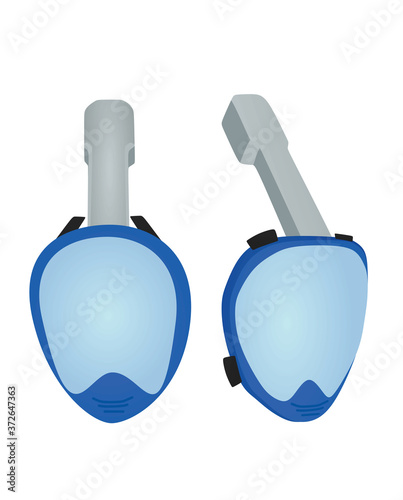 Blue snorkeling mask. vector illustration