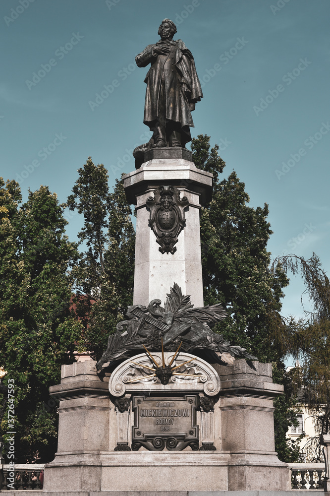 Monument in memory of Adam Mickiewicz in Warsaw
