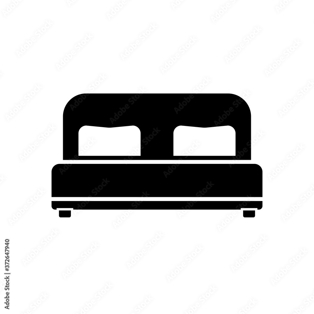 Black Double bed icon concept. Double bed flat vector symbol, sign, illustration. Black Double bed icon concept. Double bed flat vector symbol, sign, illustration.
