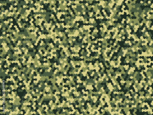 repeatable pattern of green camouflage colors hexagonal puzzle tiles