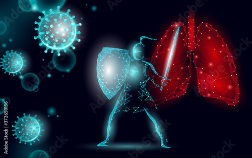 Knight power shield safety sword. Health safety pneumonia treatment shield coronavirus. Asia continent virus protection vaccine development research vector illustration
