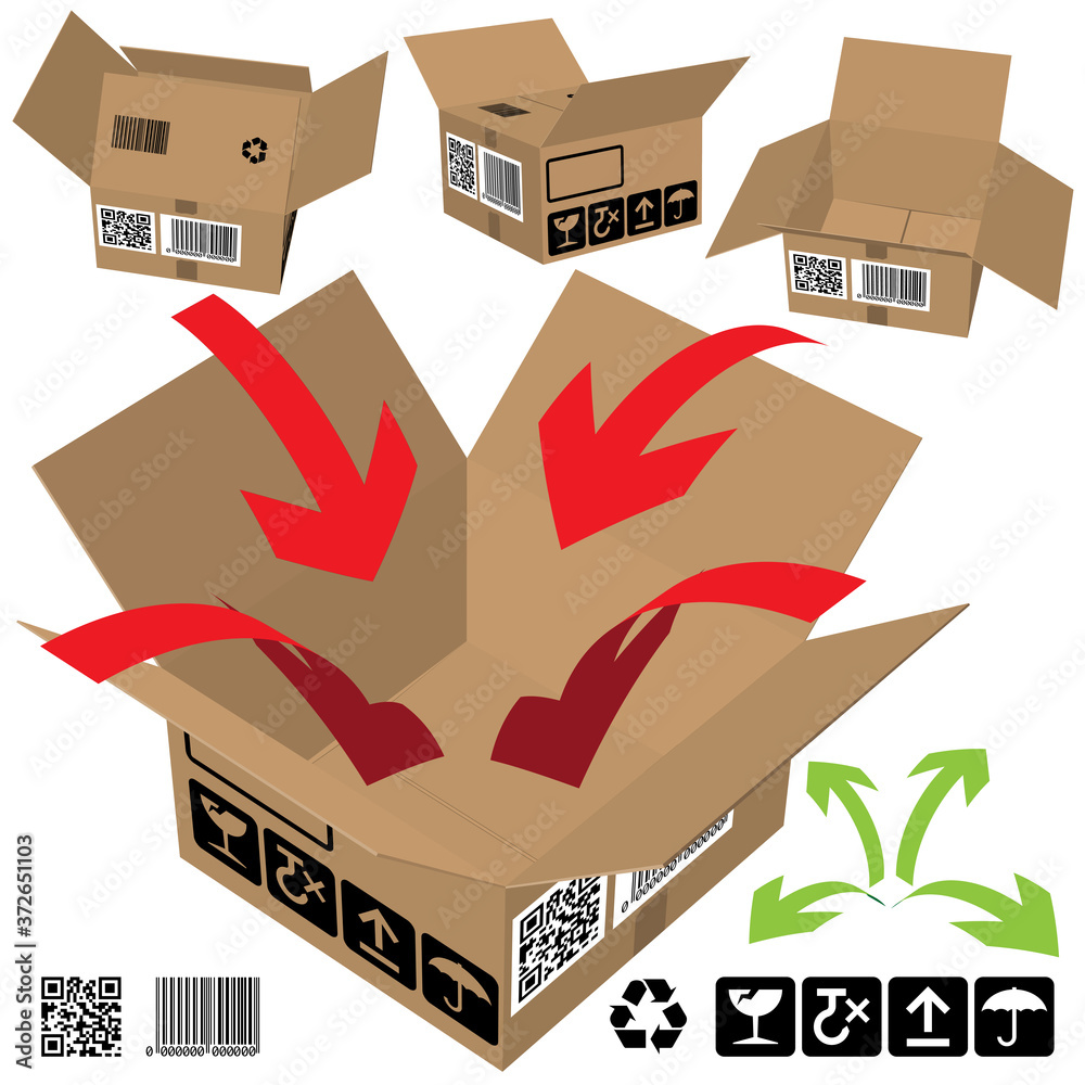 A collection of 4 views of a Corrugated Cardboard Packaging Boxes ...