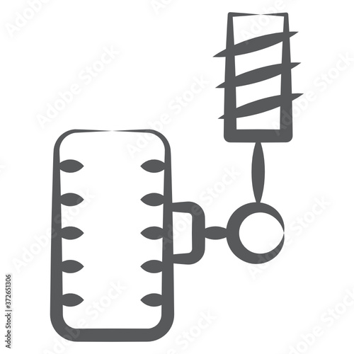 
Design of pumping tyre vector, tyre inflator doodle icon 
