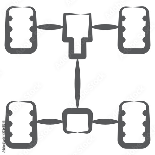 
Doodle line vector of car running gear, car accessory concept 
