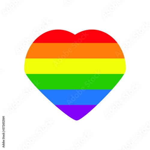 LGBT concept - heart in colors of LGBTQ flag.Icon of gay lesbian transgender love with rainbow lgbt flag. Colorful vector symbol, design t shirts