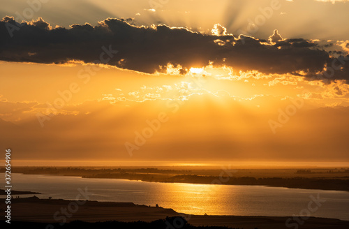 Sun Beams Issyk Kul Lake Kyrgyzstan photo