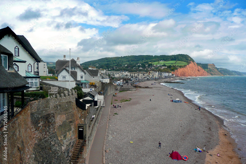 Sidmouth beach on the jurassic coast South East Devon England United Kingdom