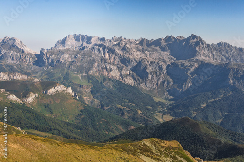 Detail of the Picos de Europa on a sunny day in Asturias, Spain