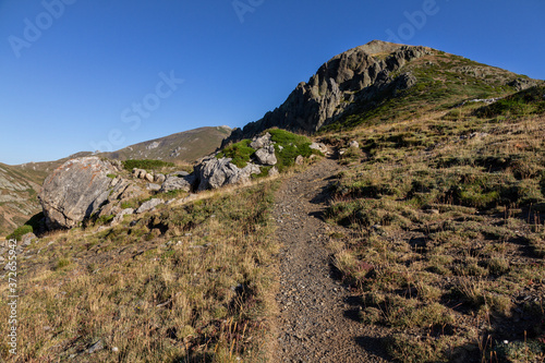 Mountainous landscape from the top of a mountain Coriscao in Leon, Spain