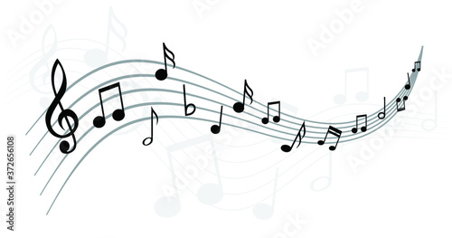Musical notes stave line pattern symbols icon for staff and music note theme Transparent background wave Piano, jazz sound notes Fun vector key sign Classic clef Doodle quaver G melody on paper