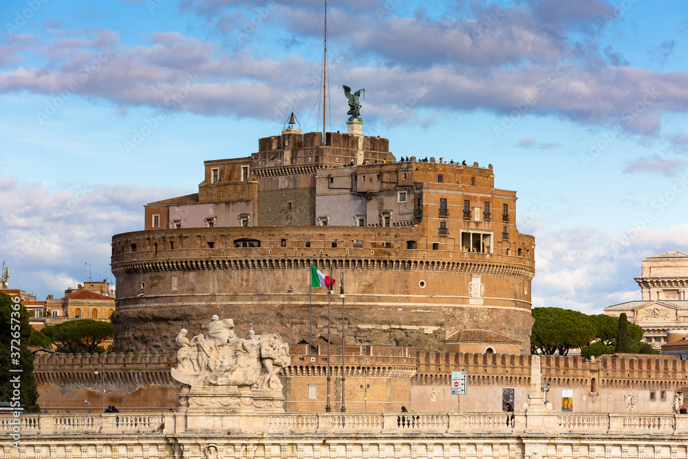 Architecture of the Saint Angel Castle in Rome, Italy