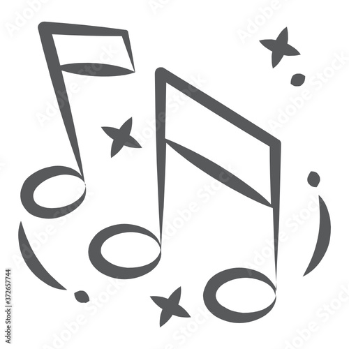 
Music notes, doodle line vector 
