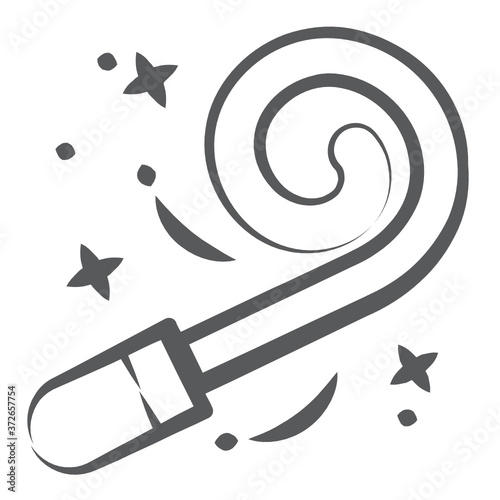 
Party blower doodle line vector, hand drawn vector of shrill sound,
