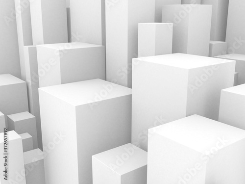 White cubes structure. Abstract futuristic background.