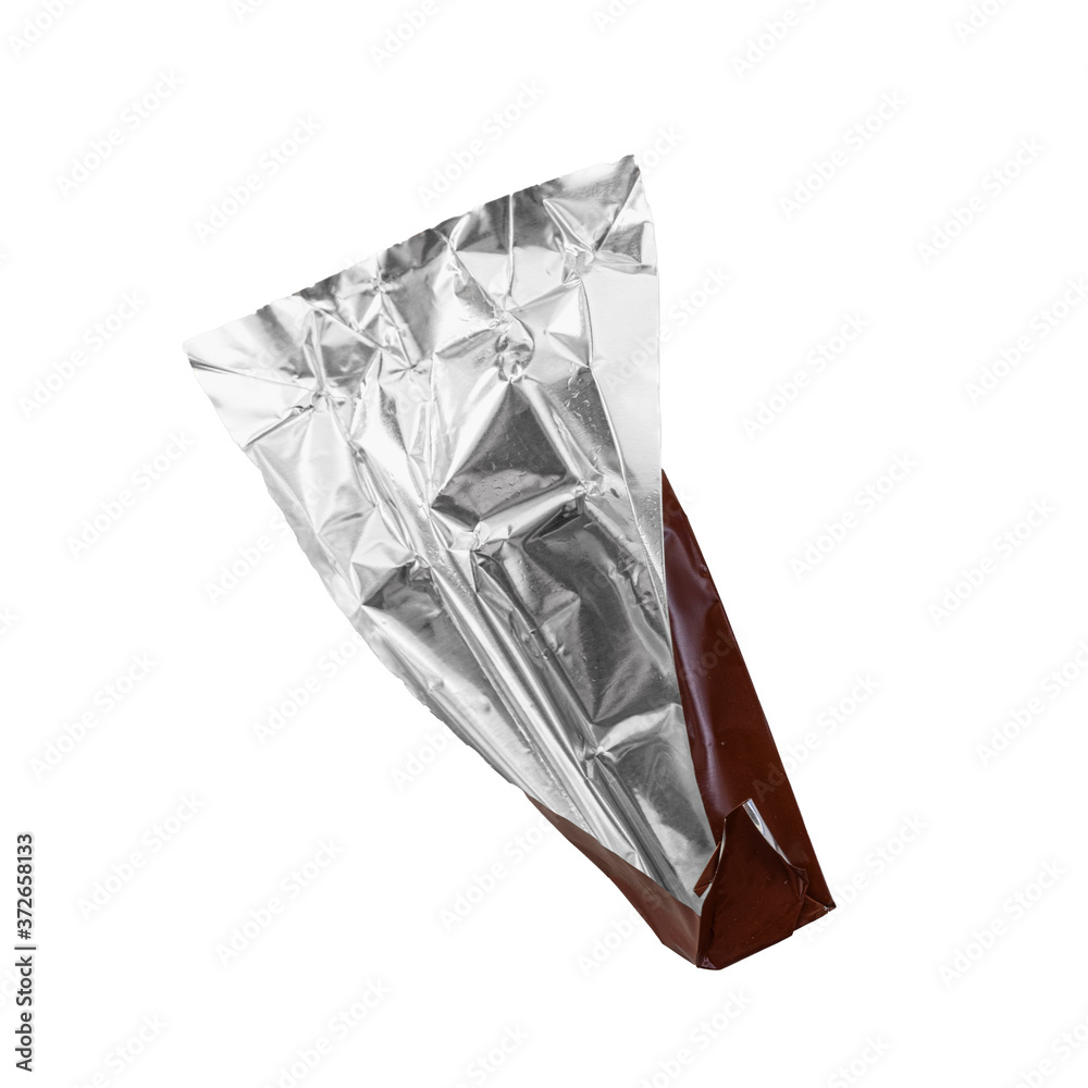 chocolate wrapper empty and open isolated on white background with copy space for your text chocolate wrapper empty and open isolated on white background with copy space for your text