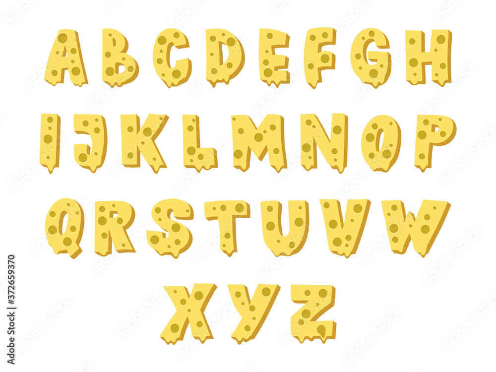 Cheese font design. Capital letters. Vector illustration. Cheese font design. Capital letters. Vector illustration.