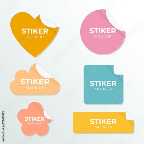 Set stickers labels mock up 