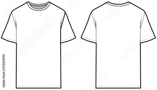 white t-shirt technical sketch with short sleeve 