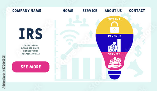 Vector website design template . IRS  - internal revenue service illustration for website banner, marketing materials, business presentation, online advertising.
