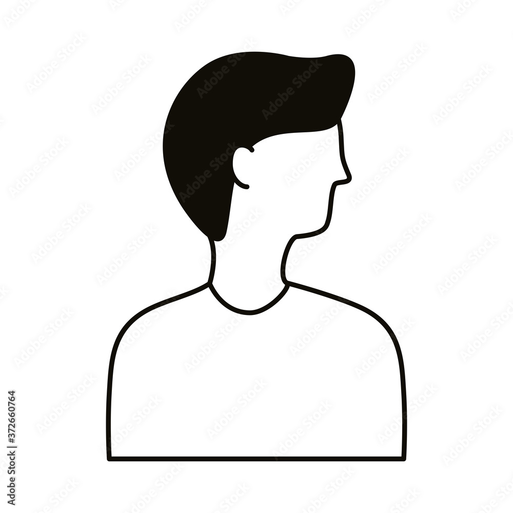 young man profile avatar character line style icon