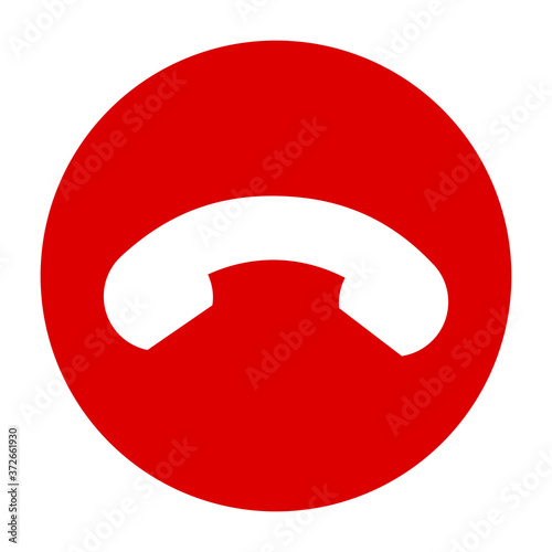 Decline phone call button. Red hang up button icon. Vector illustration isolated on white background.
