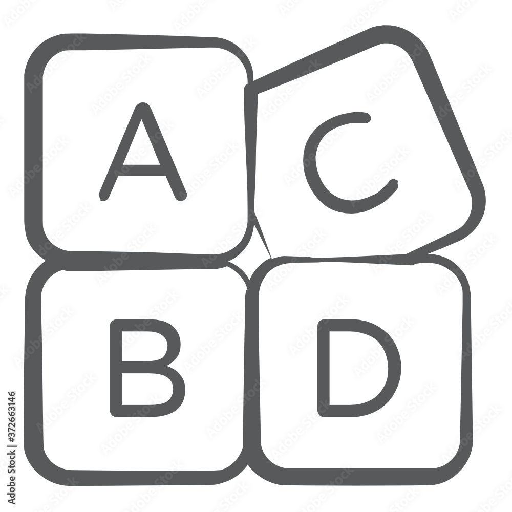 
Alphabet blocks, kindergarten education vector in doodle design.
