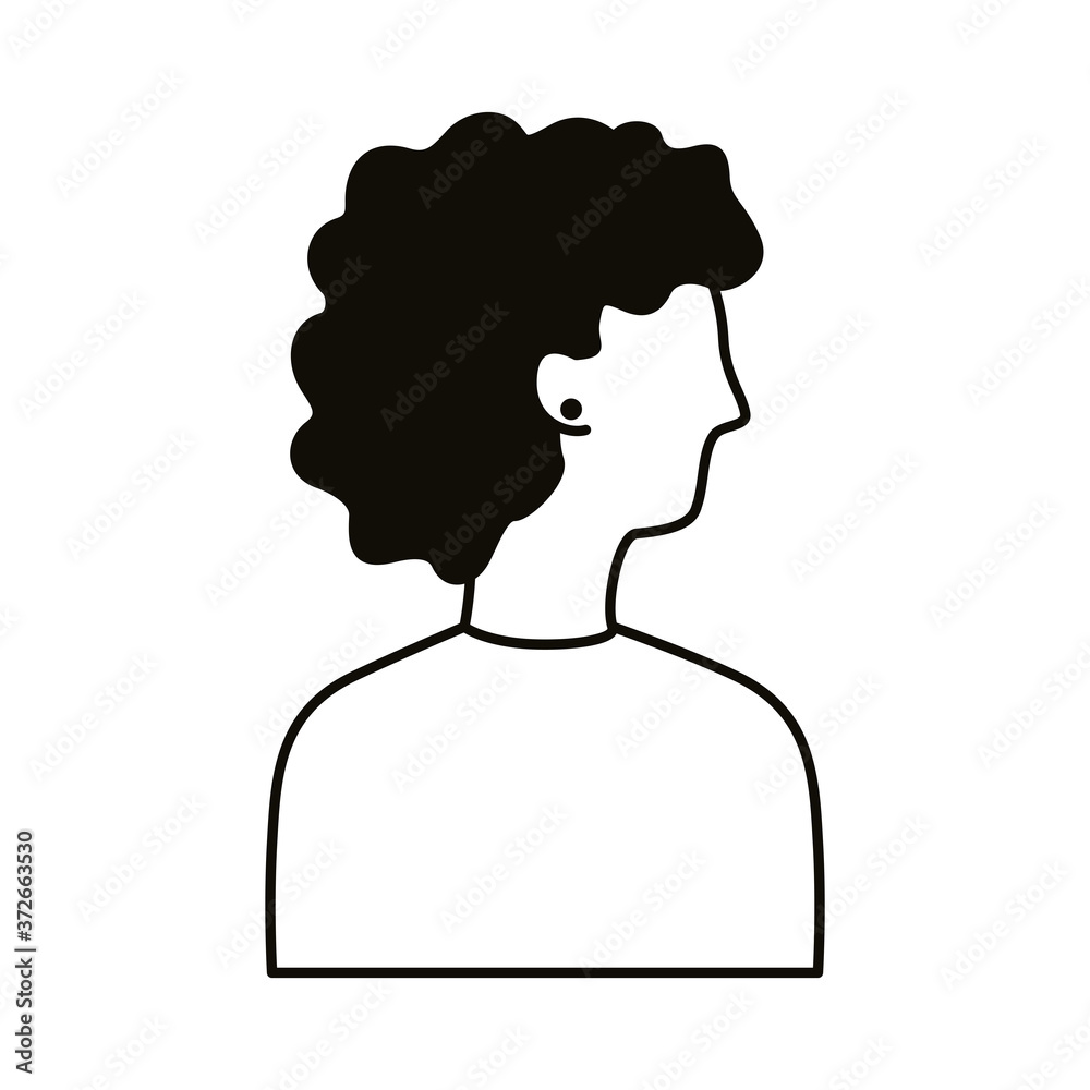 afro young woman profile avatar character line style icon