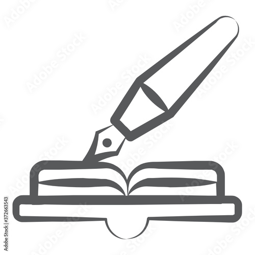 
Book with ballpoint showing homework icon
