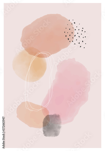 Trendy abstract creative minimalist watercolor artistic hand painted composition