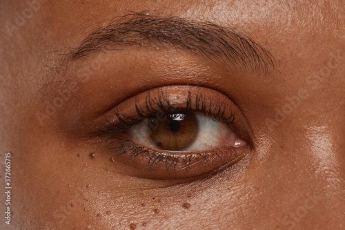 Close-up of African woman with beautiful brown eyes