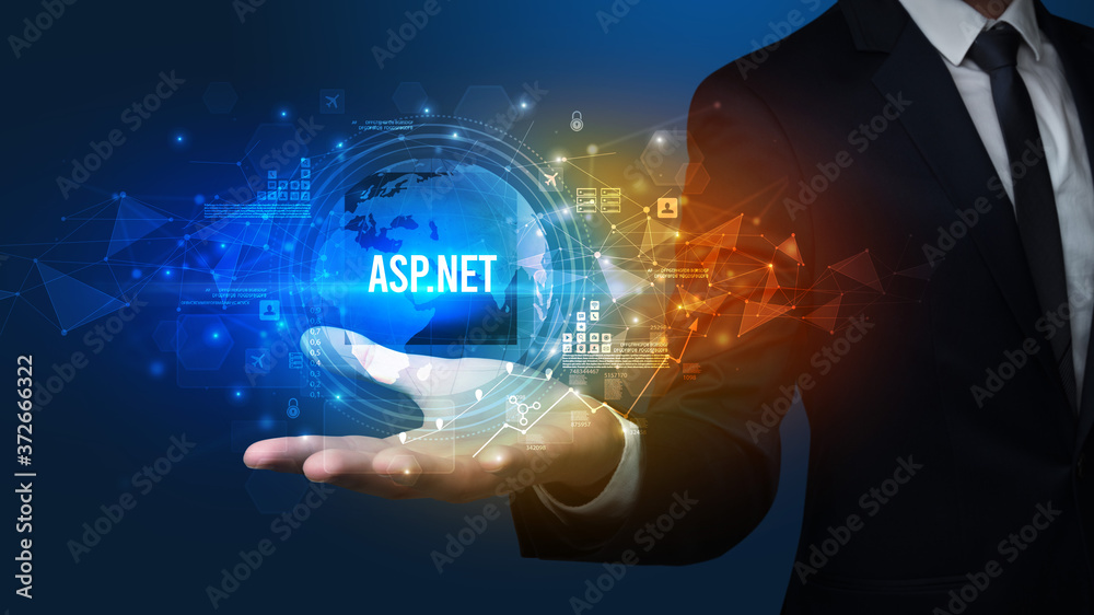 Elegant hand holding ASP.NET inscription, digital technology concept Elegant hand holding ASP.NET inscription, digital technology concept