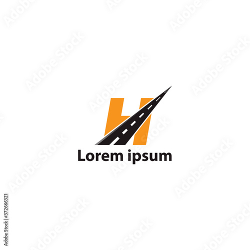 H letter road way logo creative design template
