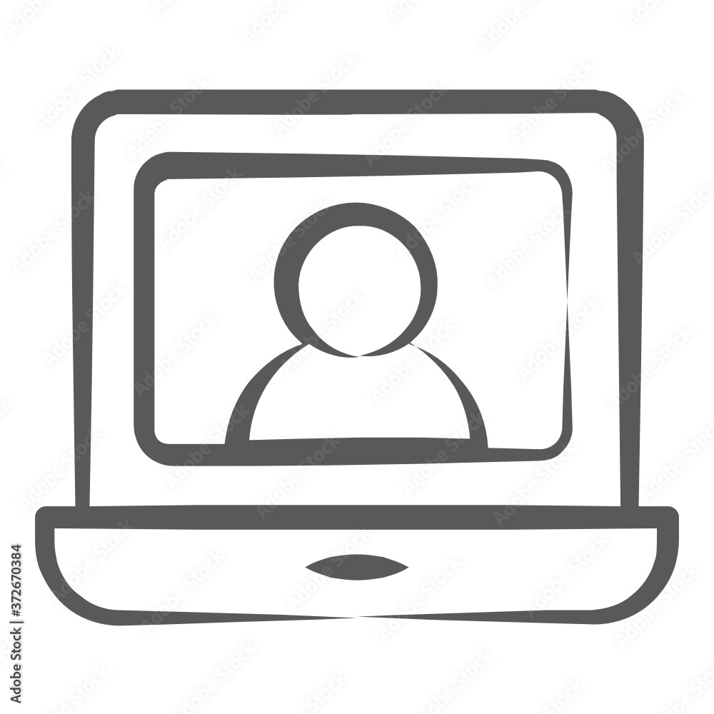 Online video lecture icon in doodle line design
Online video lecture icon in doodle line design