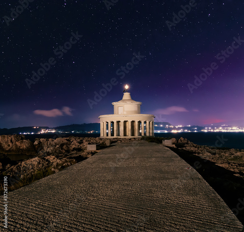  The old lighthouse at nightArgostoli,Kefalonia island.Greecee.