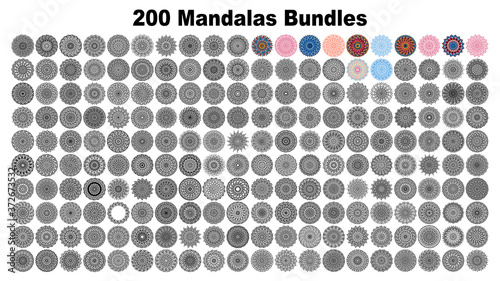 200 mandala collections. Mandala art design Vector. Inspiring tattoo designs