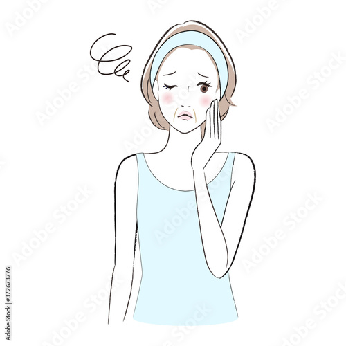 ほうれい線が目立つのが悩みの女性