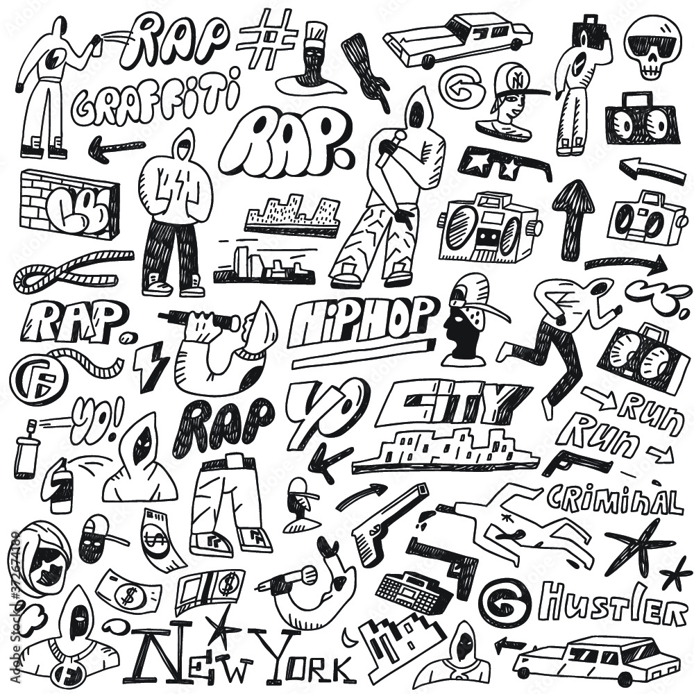 rap,hip hop ,graffiti - doodles set rap,hip hop ,graffiti - doodles set