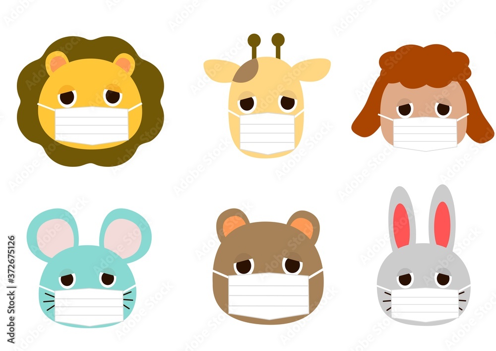 マスクをして辛そう・ぐったりした顔　動物たちの顔