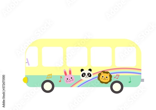 幼稚園バス、保育園バス、通園バス　かわいいイラスト