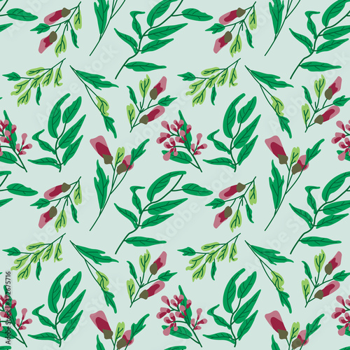 Floral seamless pattern with tropical leaves. Botanical illustration background. Textile print  fabric swatch  wrapping paper.