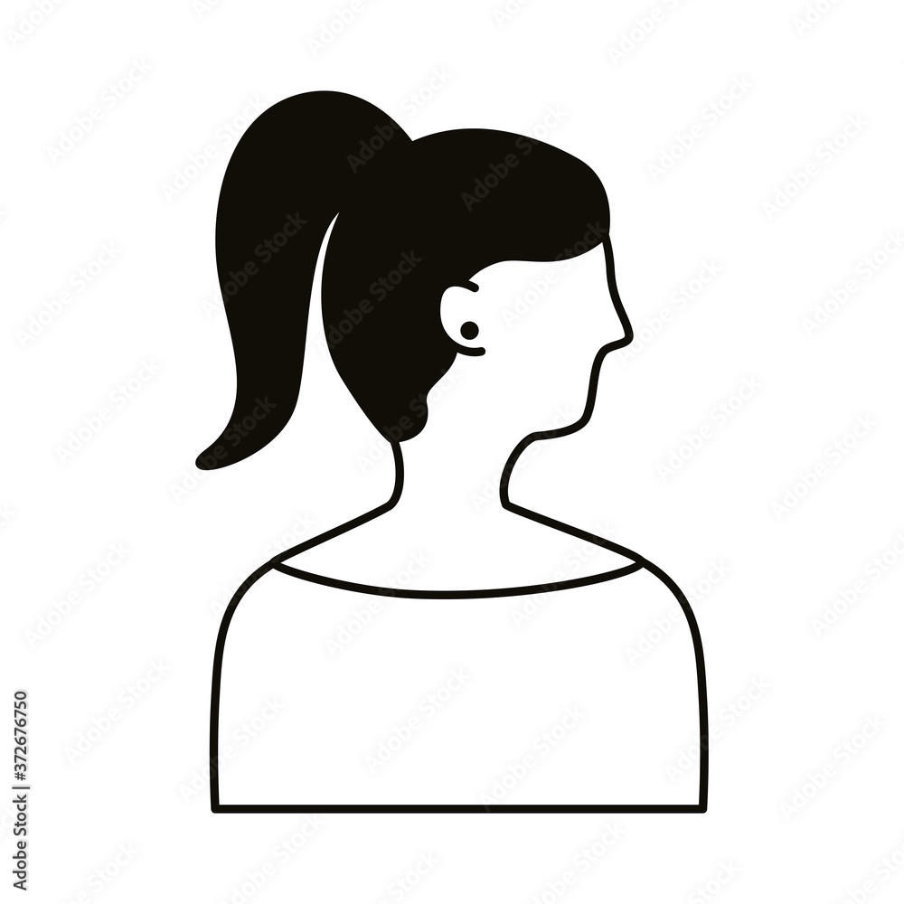 young woman profile avatar character line style icon