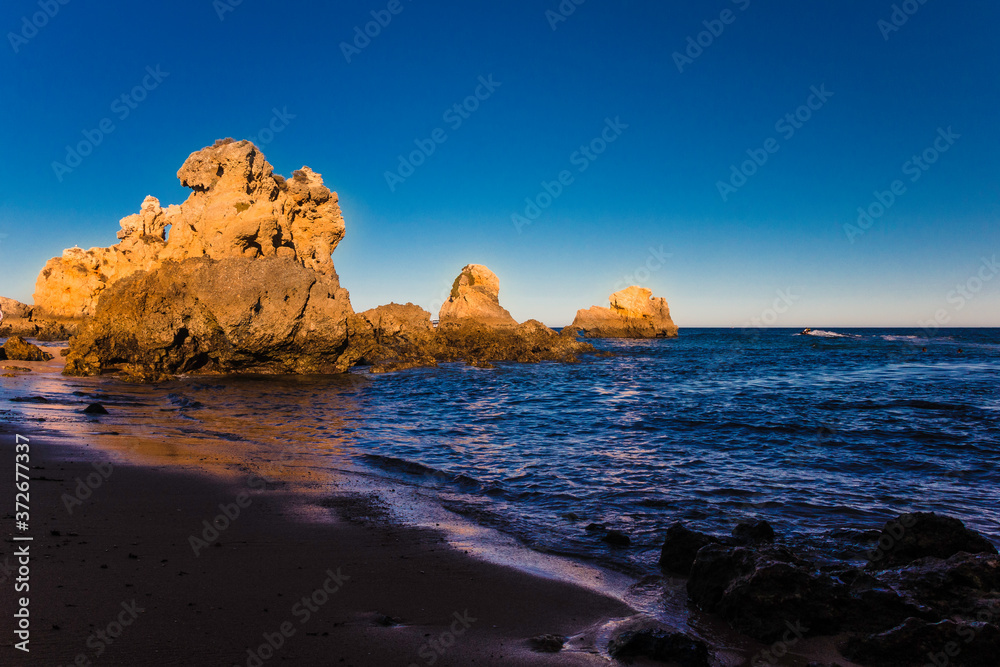 Beautiful hidden beach with beautiful blue water (Arrifes in Algarve, Portugal)