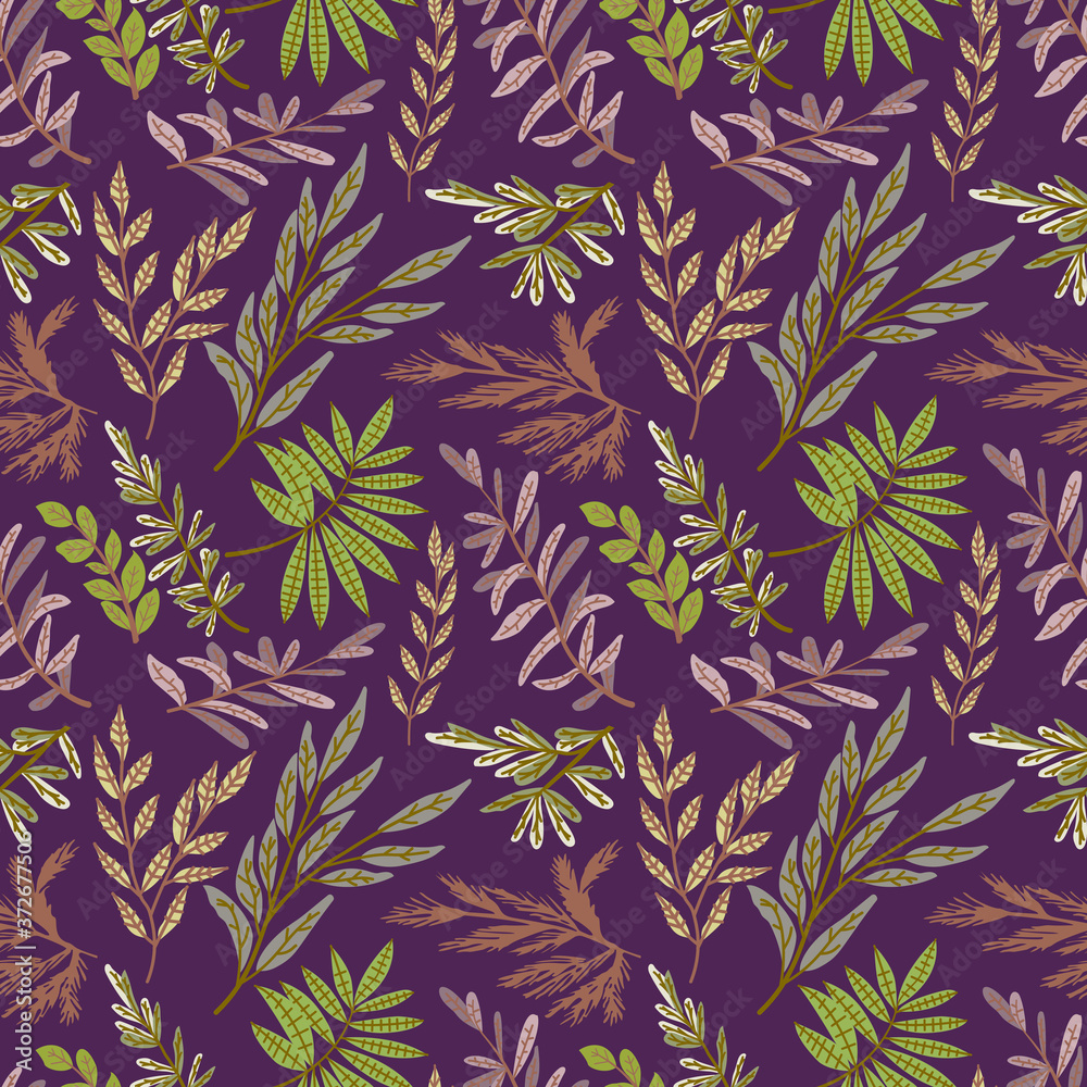 Fototapeta premium spring theme seamless pattern design with flower and leaf shape element