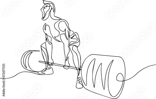Continuous one line drawing bodybuilder vector image