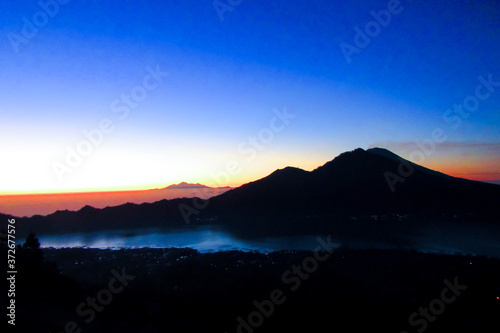 sunrise over vulcano in bali
