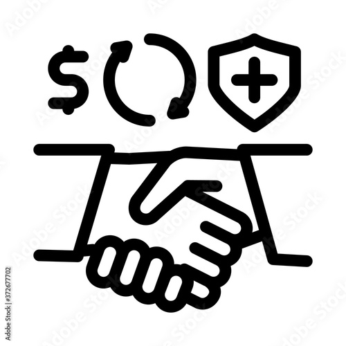 health insurance buy handshake icon vector. health insurance buy handshake sign. isolated contour symbol illustration