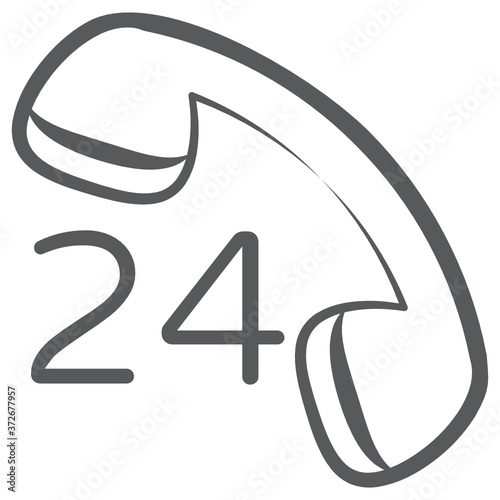 
Hand drawn design of 24hr helpline concept icon
